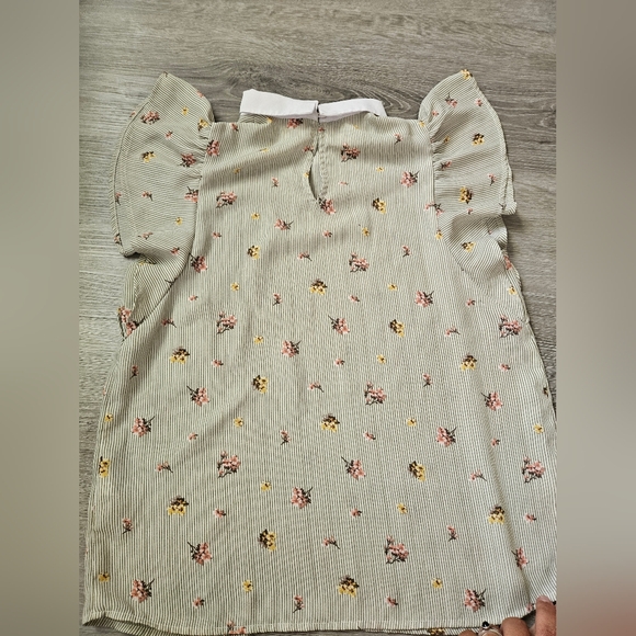 Monteau Stripped Floral Blouse Women's Size Small - Picture 4 of 5